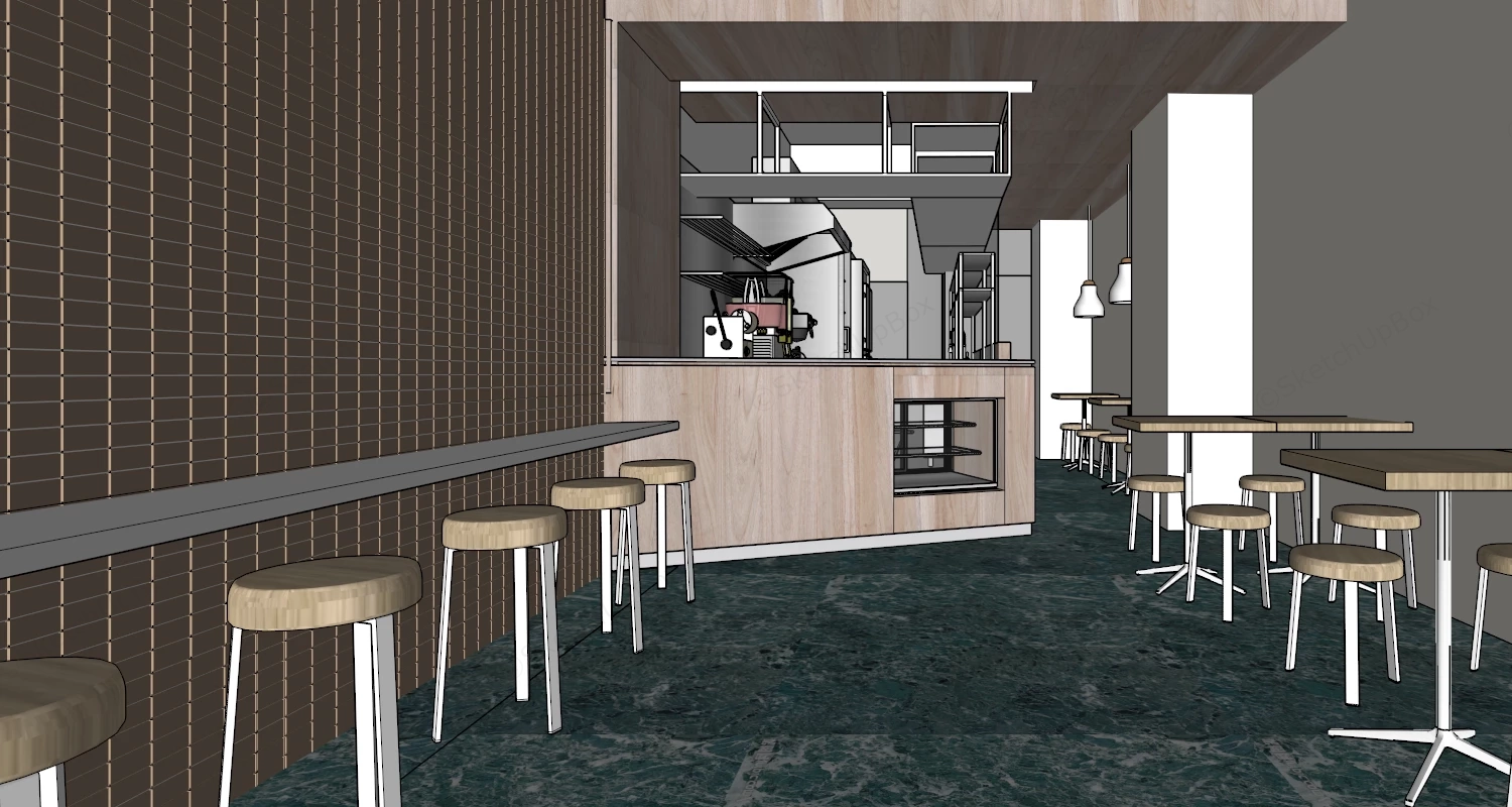 Small Bubble Tea Shop Design sketchup model preview - SketchupBox