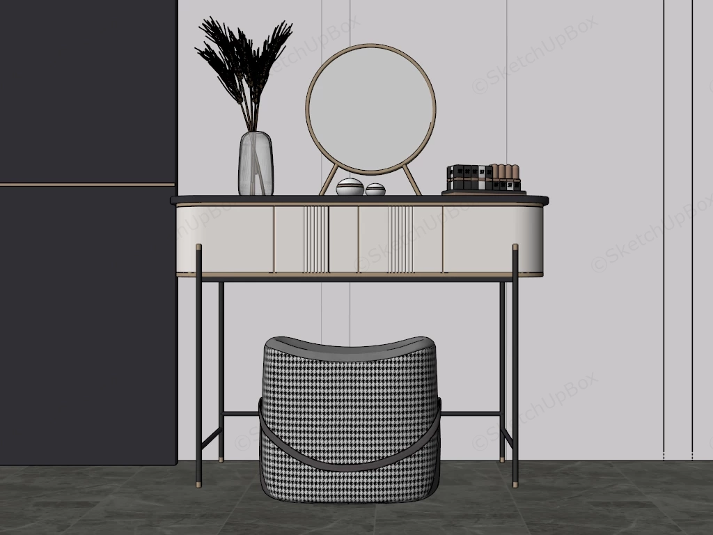 Mirrored Dressing Table Set sketchup model preview - SketchupBox