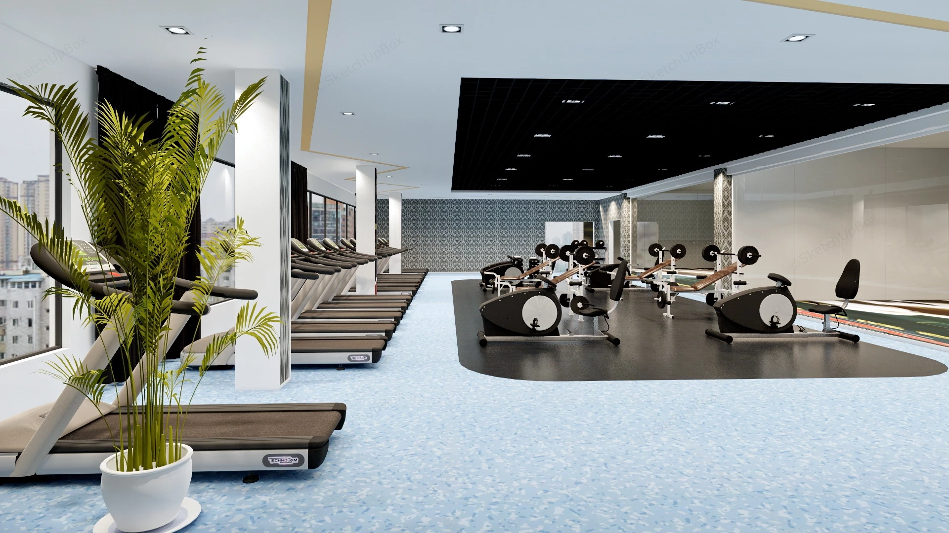 Fitness Center Equipment sketchup model preview - SketchupBox