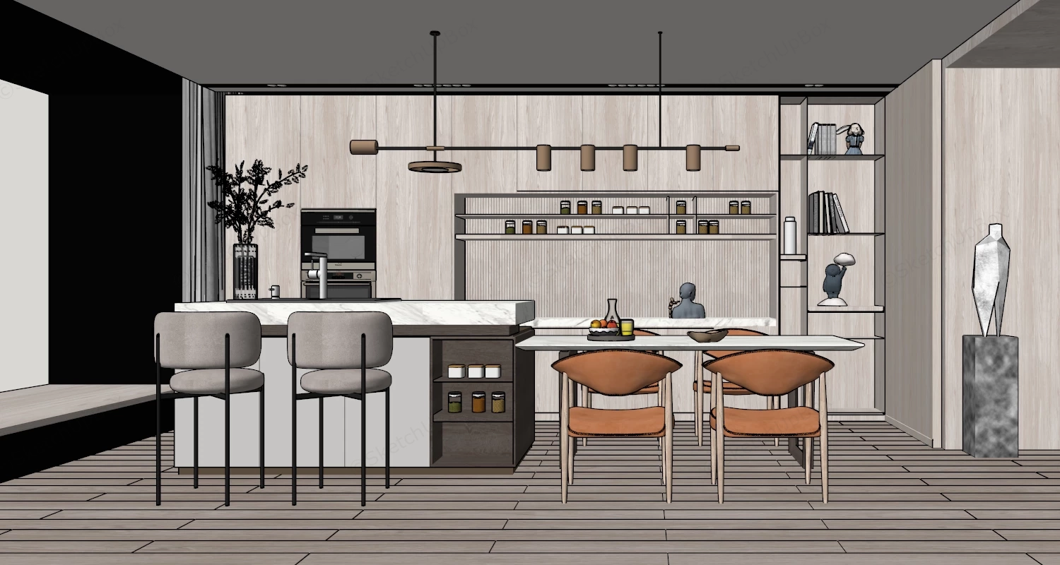 Island Dining Room sketchup model preview - SketchupBox