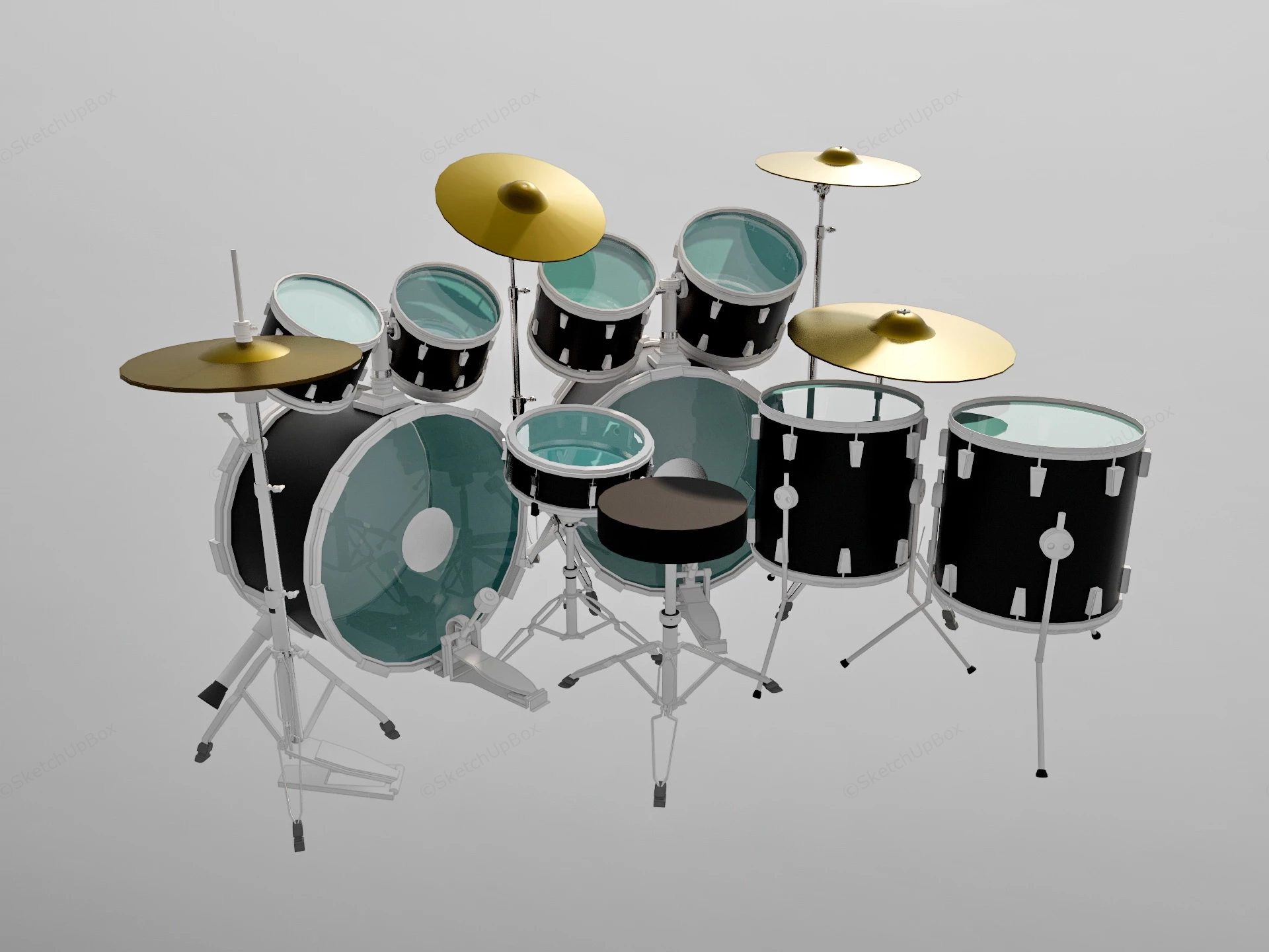9 Piece Drum Set sketchup model preview - SketchupBox