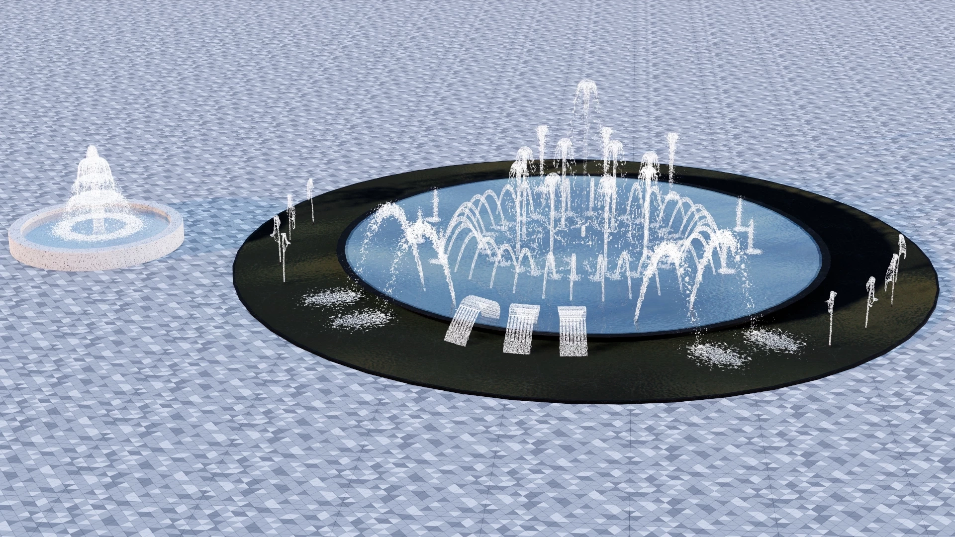 Large Outdoor Water Fountain sketchup model preview - SketchupBox