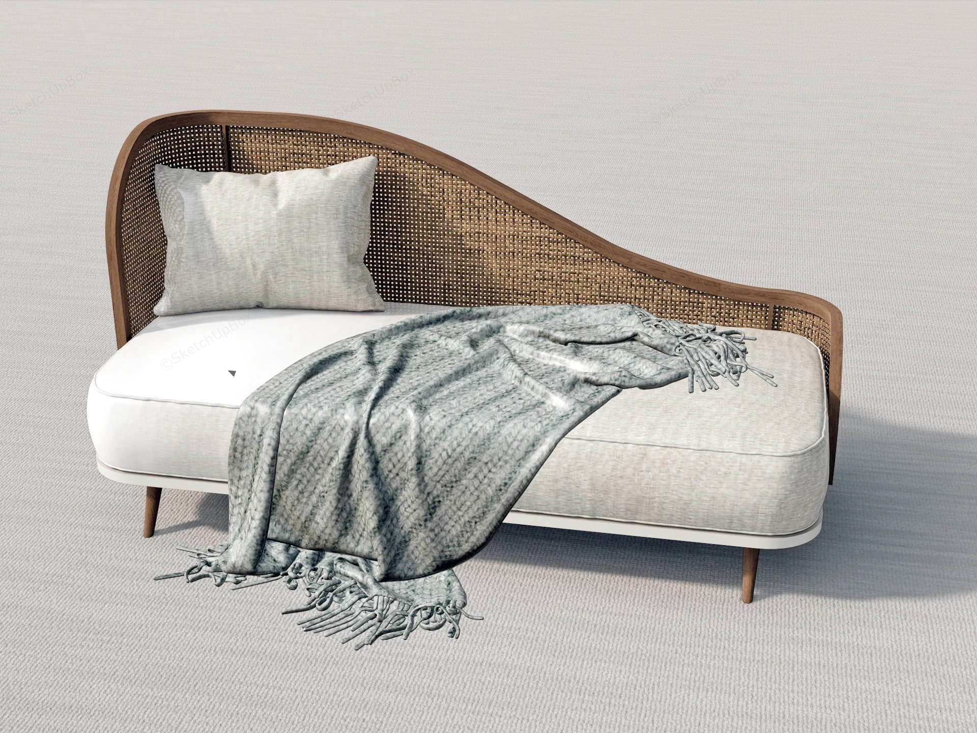 Vintage Wicker Chaise Longue sketchup model preview - SketchupBox