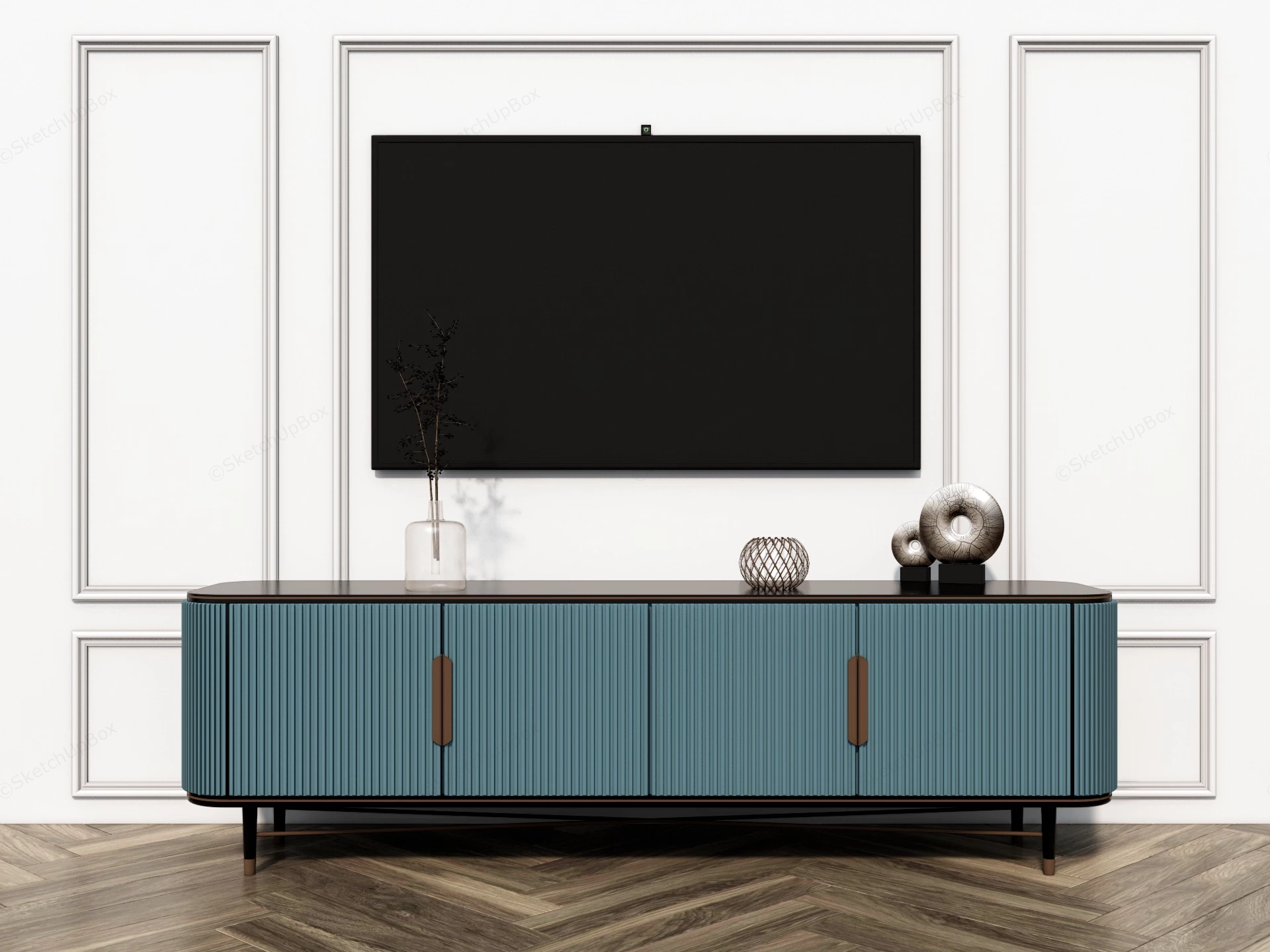 Modern Flat Screen TV Stand sketchup model preview - SketchupBox