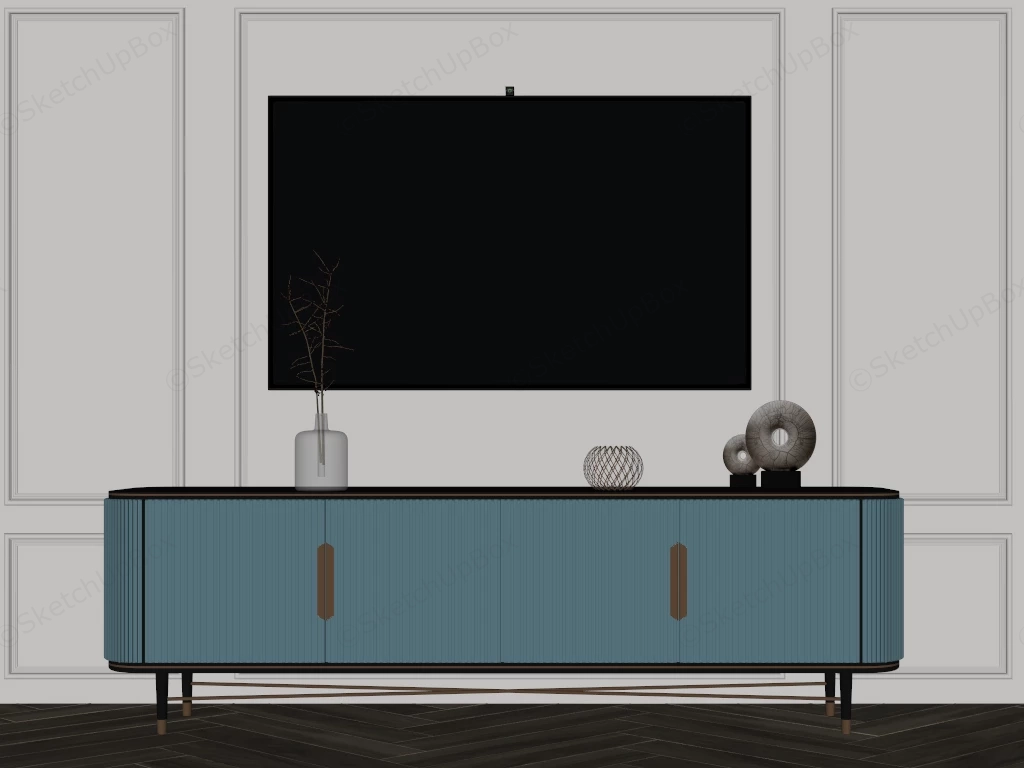 Modern Flat Screen TV Stand sketchup model preview - SketchupBox