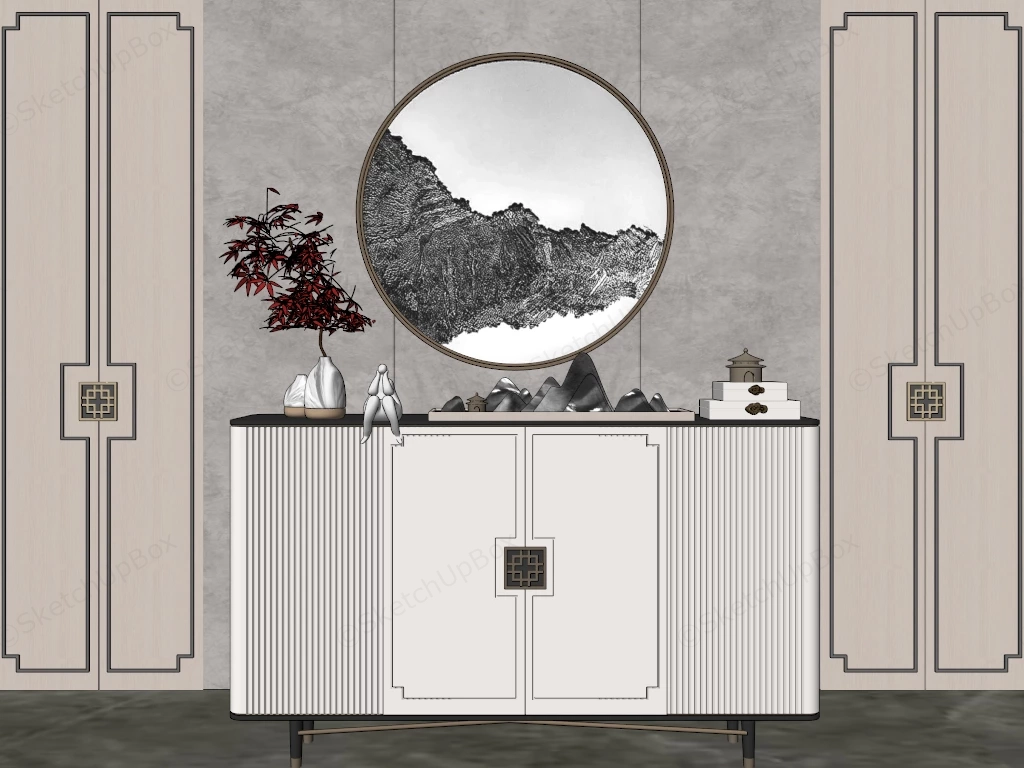Asian Style Accent Console sketchup model preview - SketchupBox