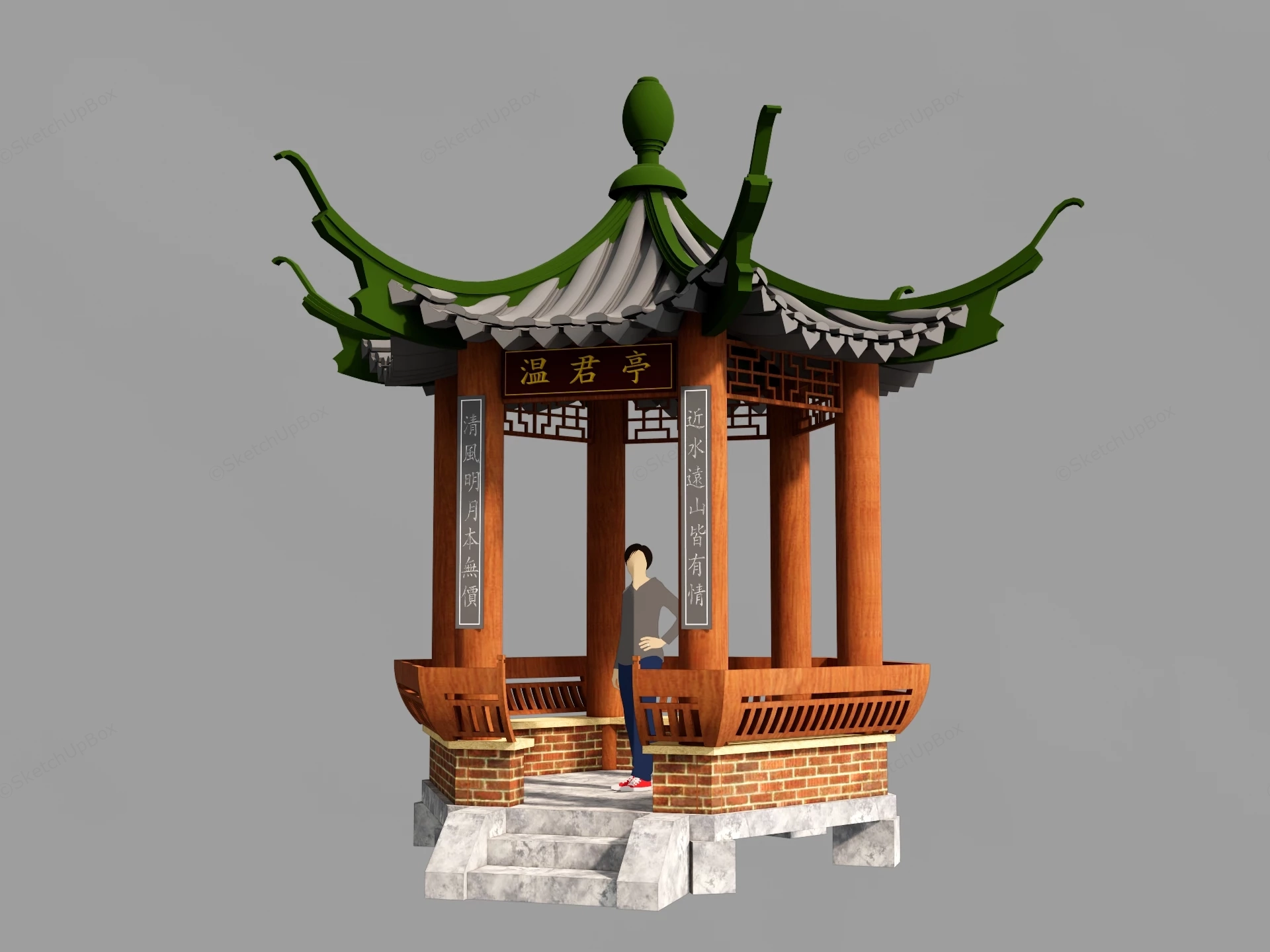 Chinese Garden Gazebo sketchup model preview - SketchupBox