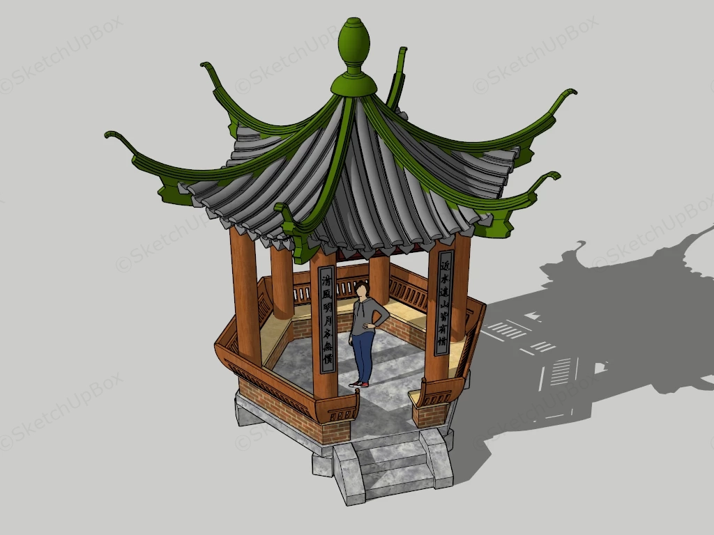 Chinese Garden Gazebo sketchup model preview - SketchupBox