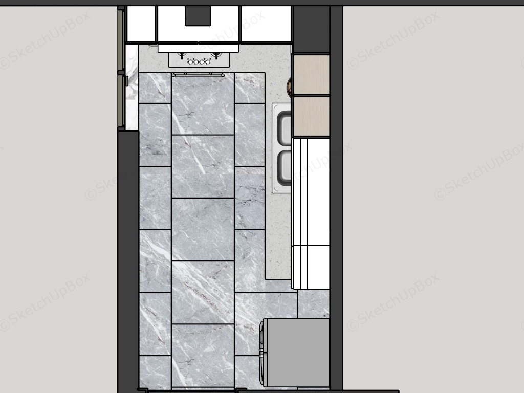 Small Narrow Kitchen sketchup model preview - SketchupBox