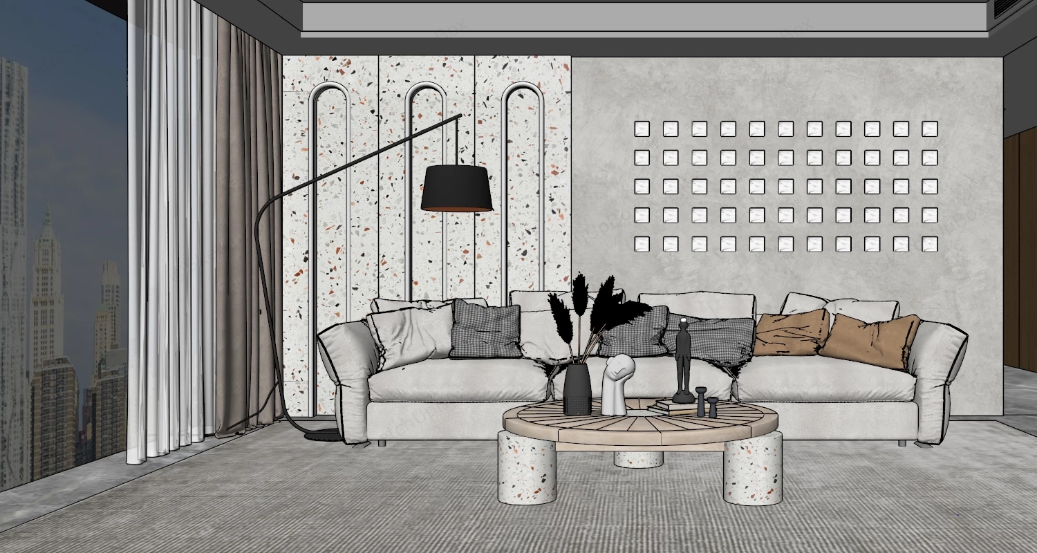 Small Space Living Room sketchup model preview - SketchupBox