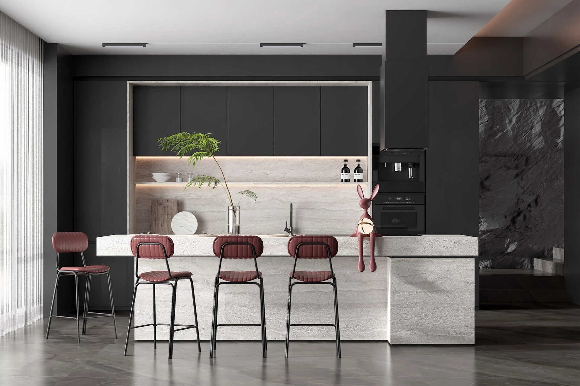 Two Tone Home Bar Design sketchup model preview - SketchupBox