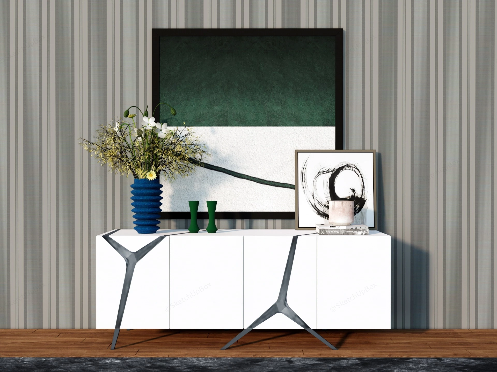 Modern White Sideboard sketchup model preview - SketchupBox