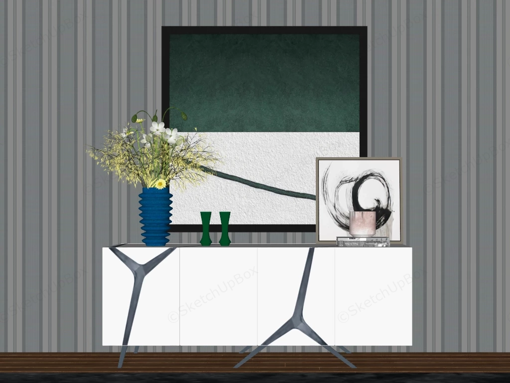 Modern White Sideboard sketchup model preview - SketchupBox