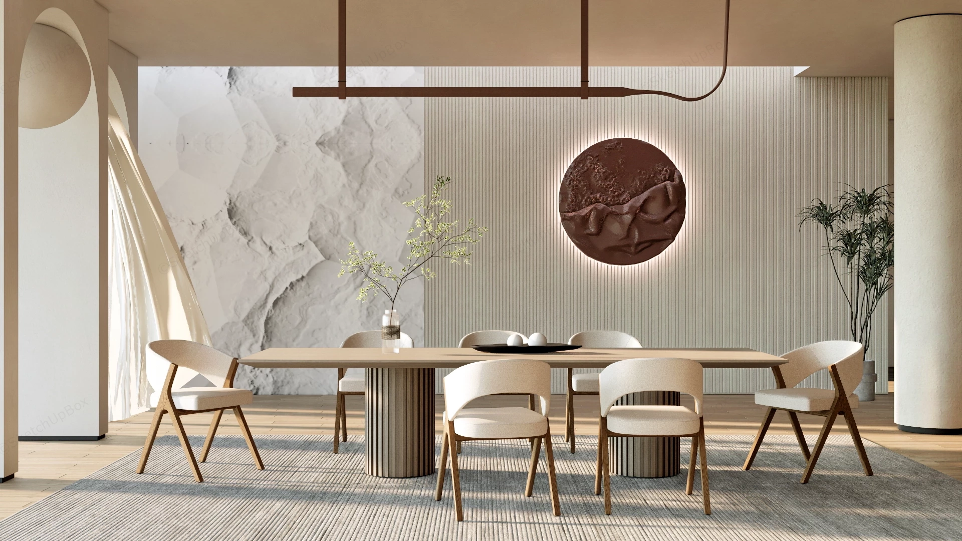 Wabi Sabi Dining Room sketchup model preview - SketchupBox