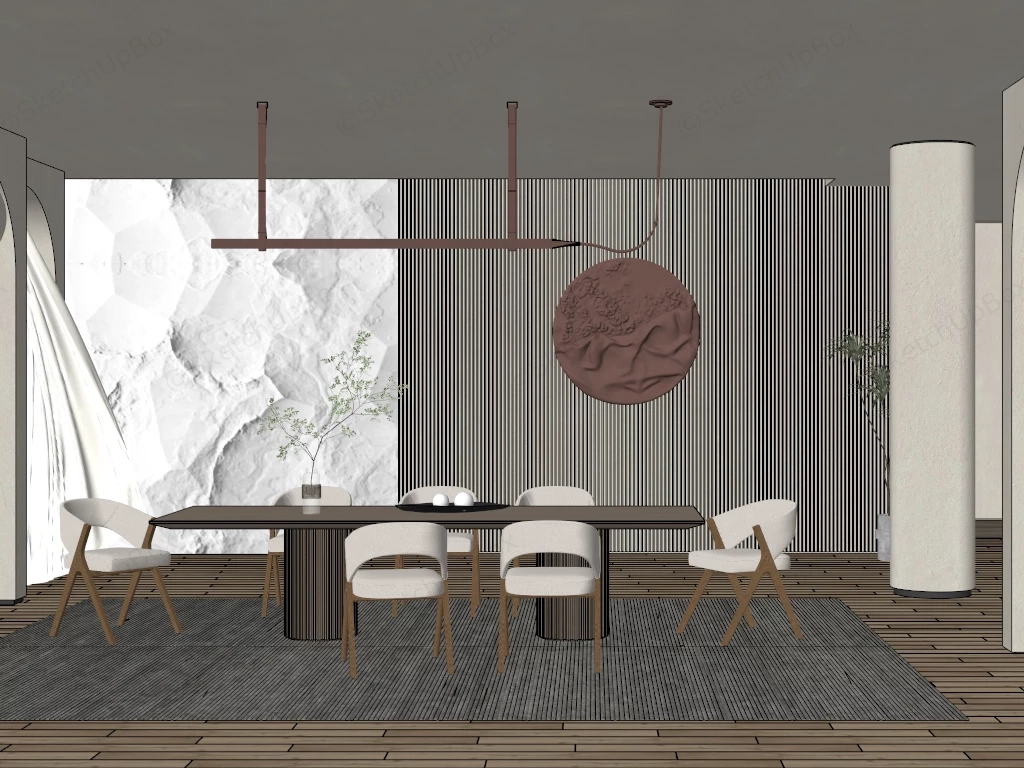 Wabi Sabi Dining Room sketchup model preview - SketchupBox