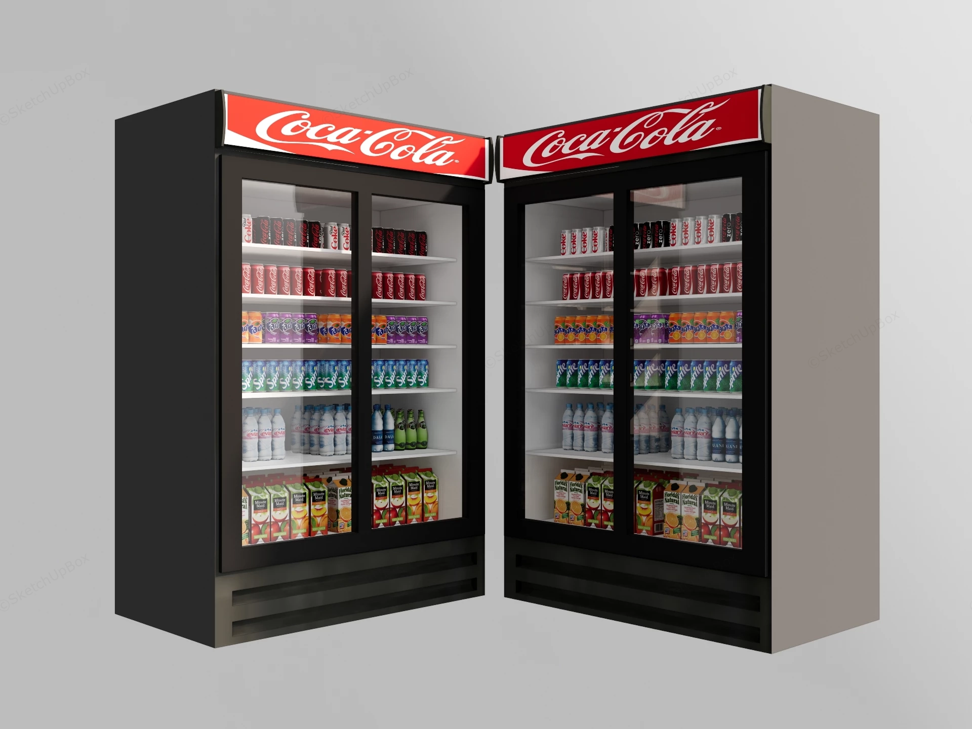 Commercial Beverage Cooler Refrigerator sketchup model preview - SketchupBox