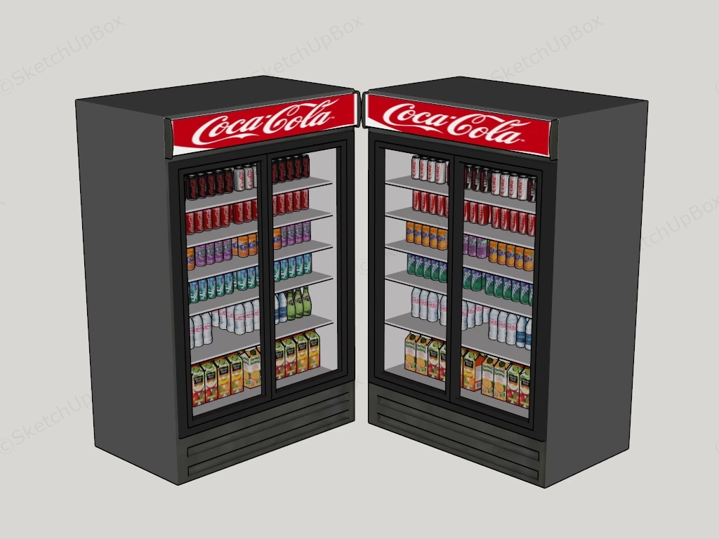 Commercial Beverage Cooler Refrigerator sketchup model preview - SketchupBox