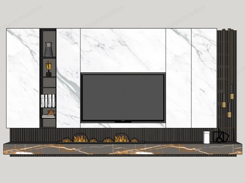 Built In Fireplace And TV Wall Unit sketchup model preview - SketchupBox