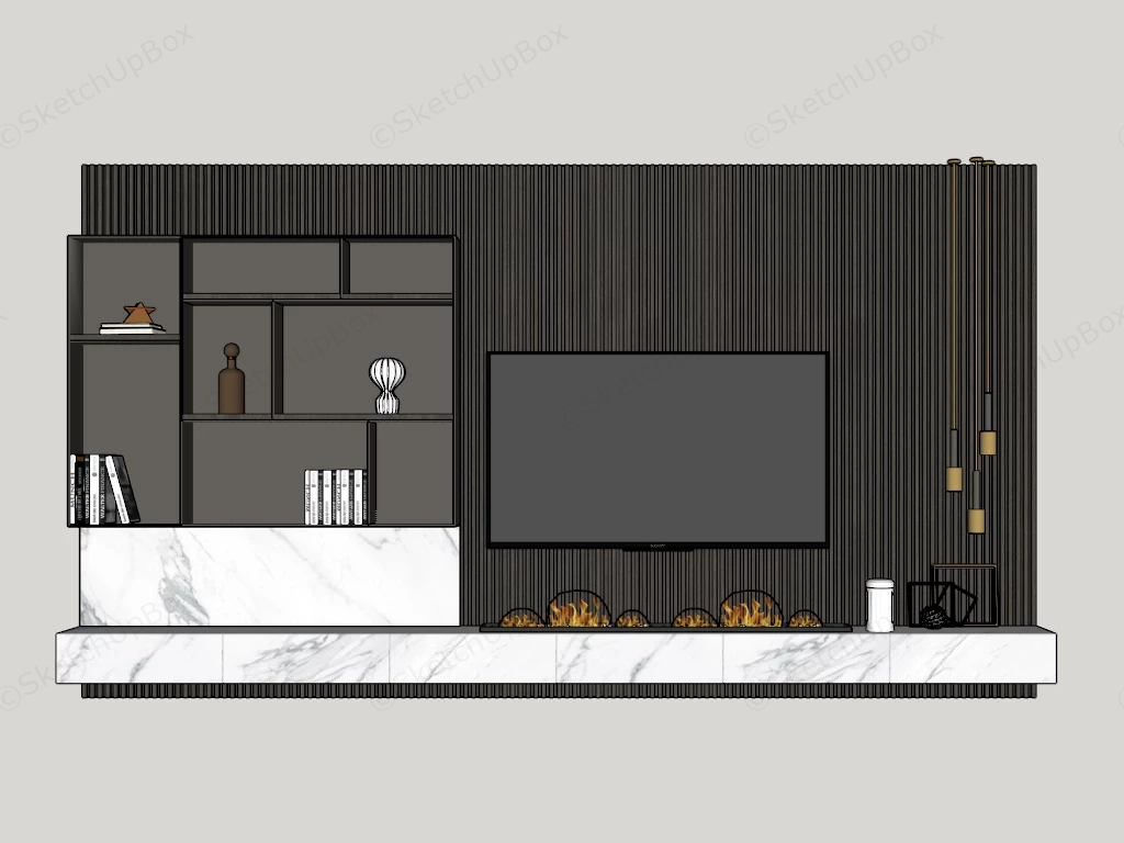 Media Wall Feature Tv Fireplace sketchup model preview - SketchupBox