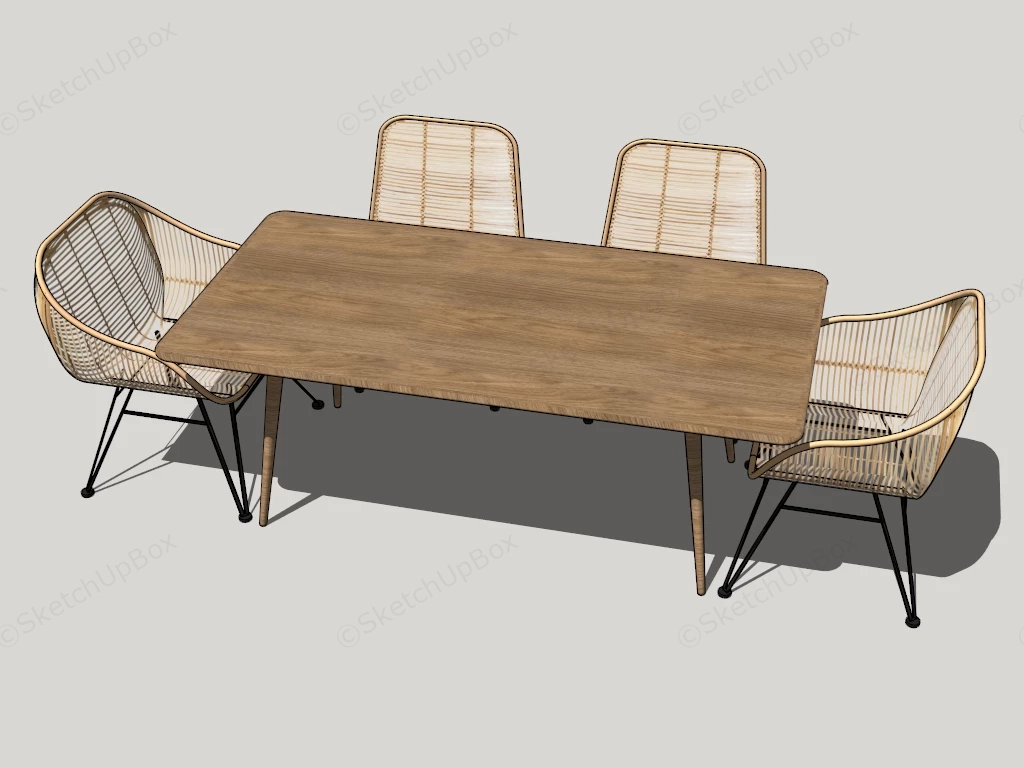 Rattan Dining Furniture sketchup model preview - SketchupBox