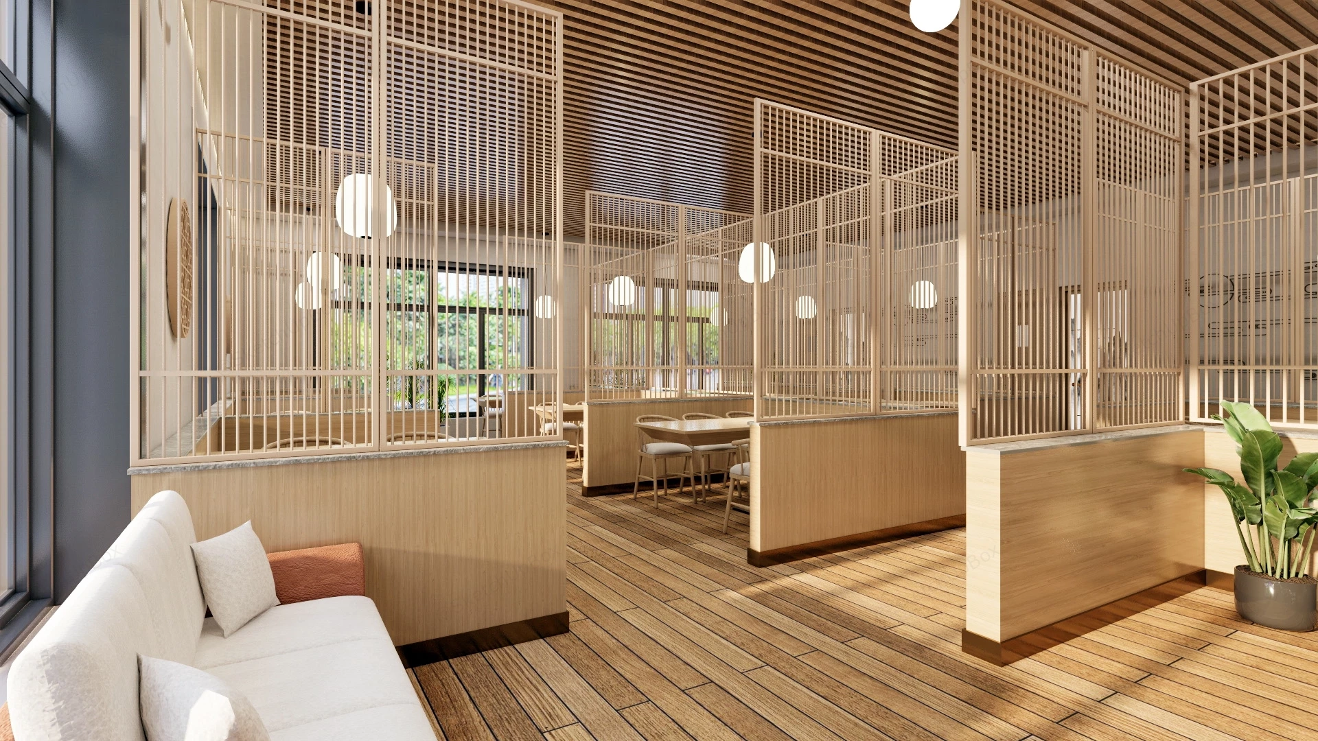 Modern Chinese Restaurant Interior Design sketchup model preview - SketchupBox