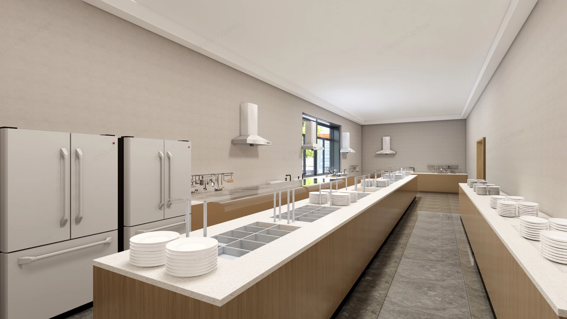 Modern Chinese Restaurant Interior Design sketchup model preview - SketchupBox