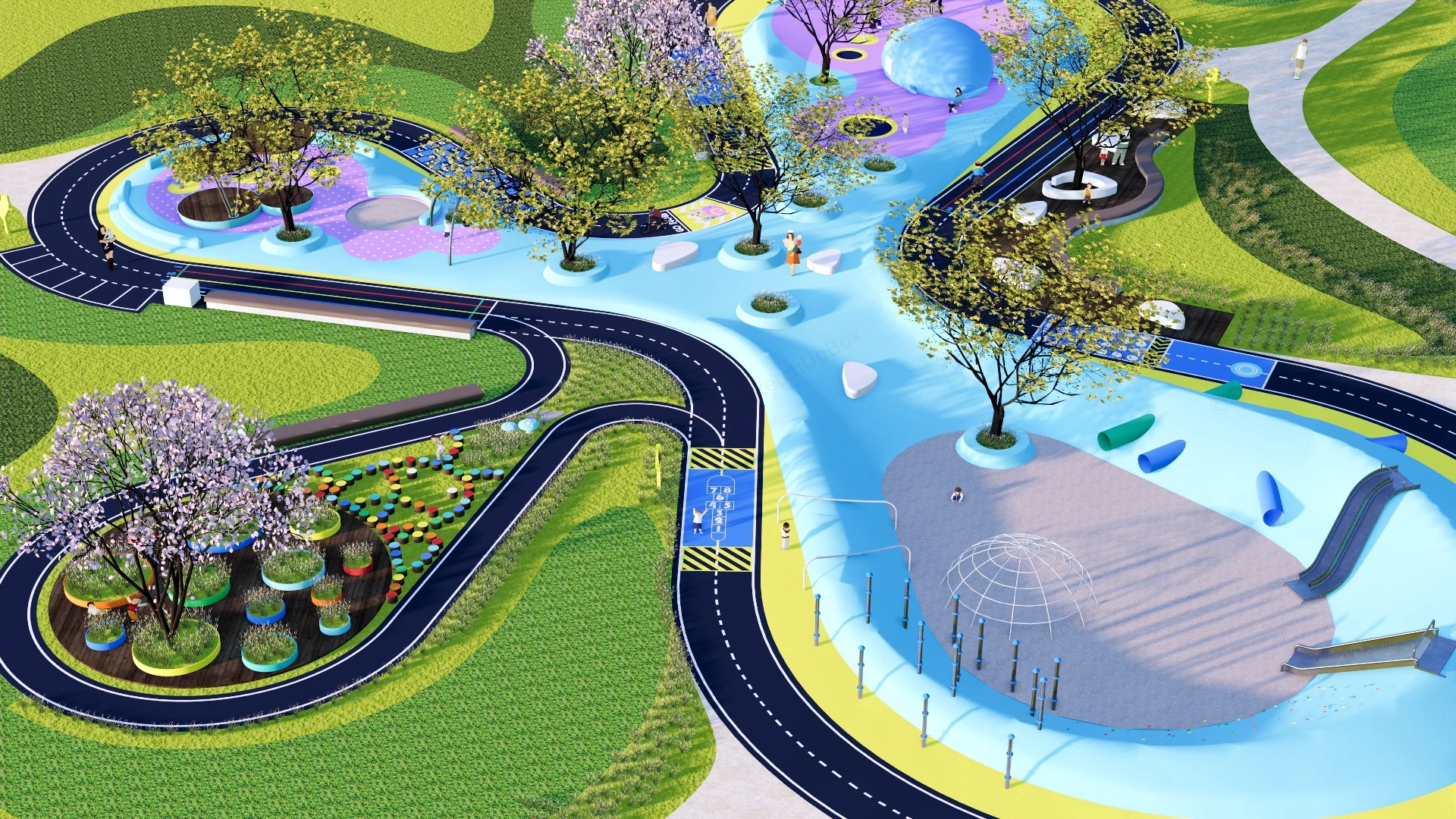 Clover Shaped Playground Design sketchup model preview - SketchupBox