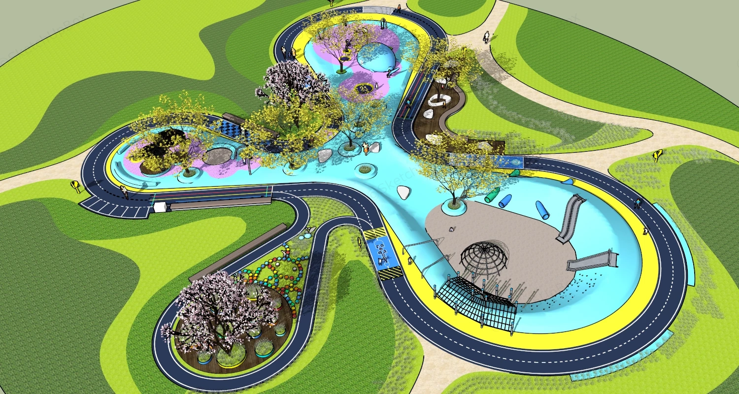 Clover Shaped Playground Design sketchup model preview - SketchupBox