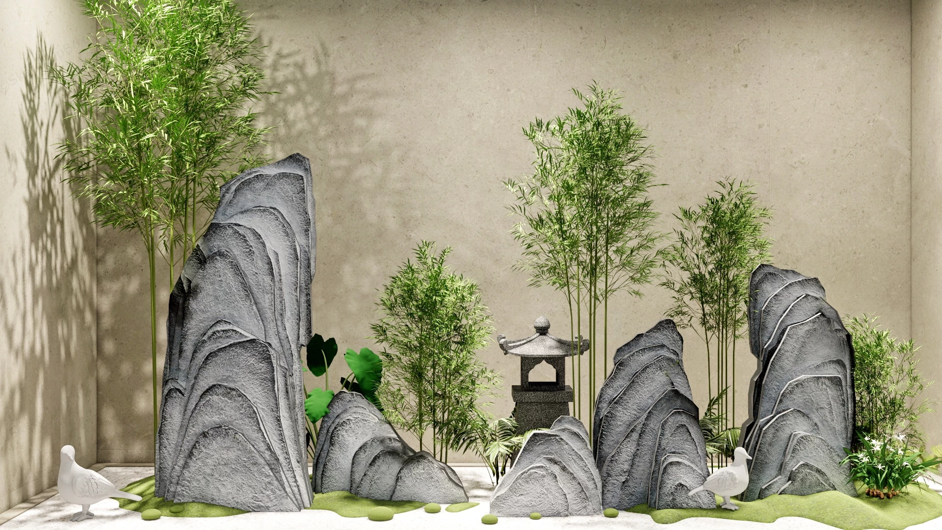 Zen Rock And Bamboo Garden sketchup model preview - SketchupBox