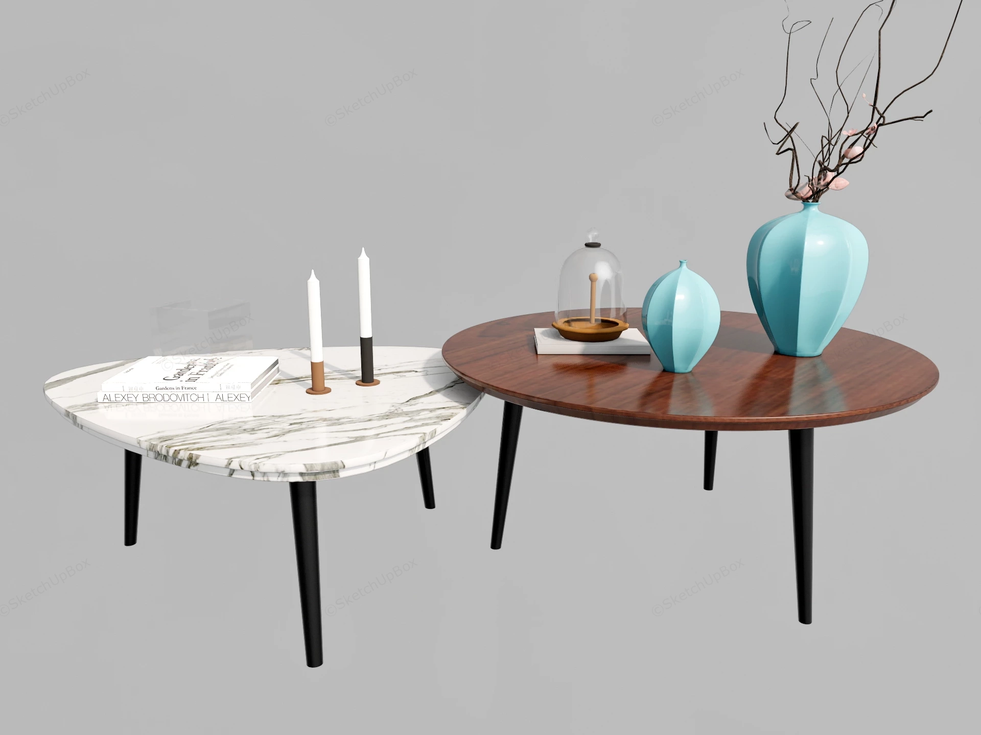 Triangle And Round Nest Coffee Table sketchup model preview - SketchupBox