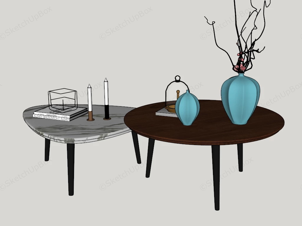 Triangle And Round Nest Coffee Table sketchup model preview - SketchupBox