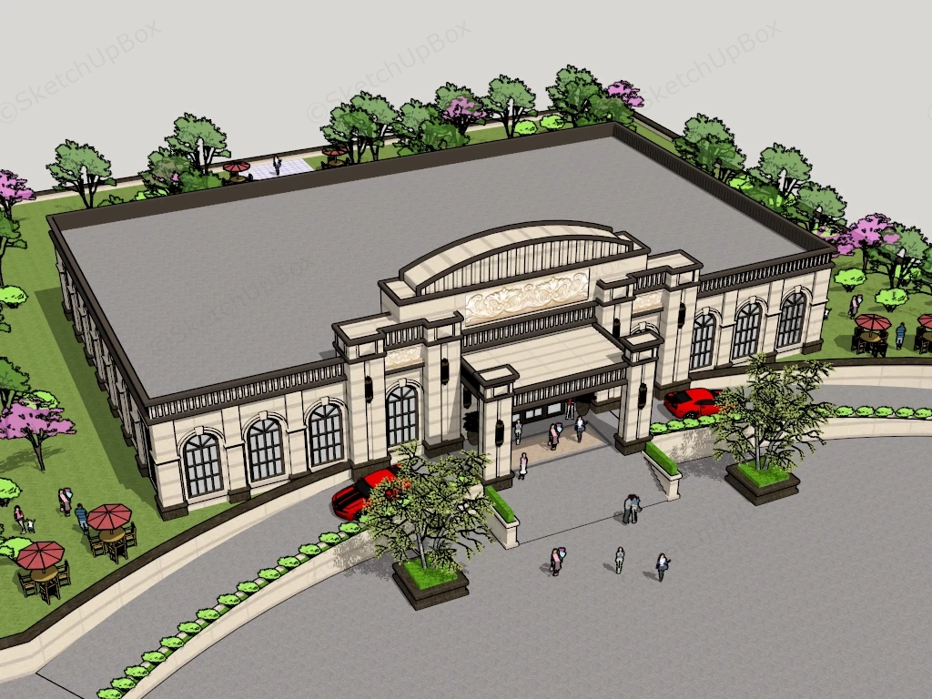 Golf Clubhouse sketchup model preview - SketchupBox