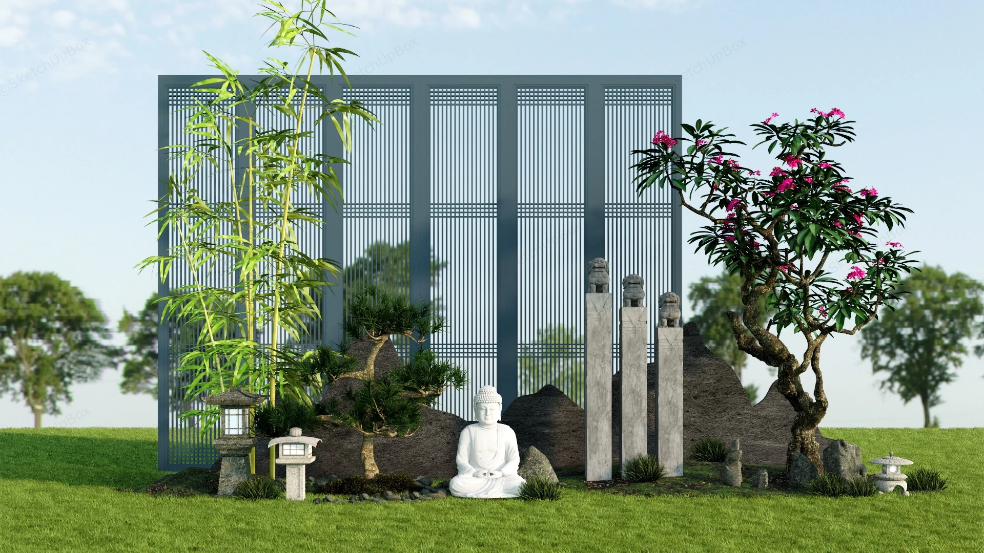 Zen Garden Decorations sketchup model preview - SketchupBox