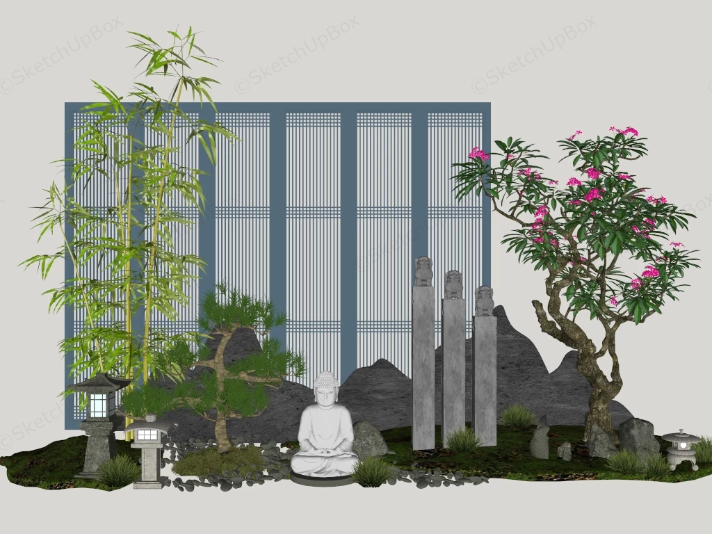 Zen Garden Decorations sketchup model preview - SketchupBox