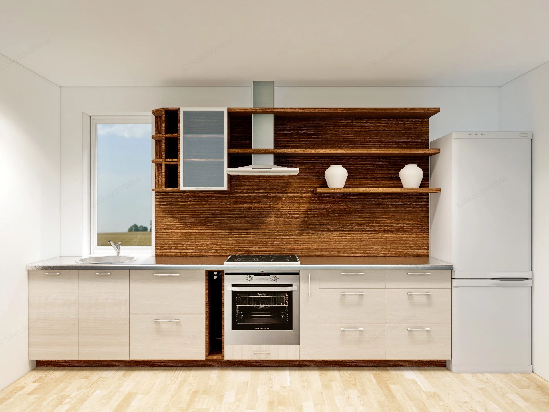 Tiny One Wall Kitchen Idea sketchup model preview - SketchupBox