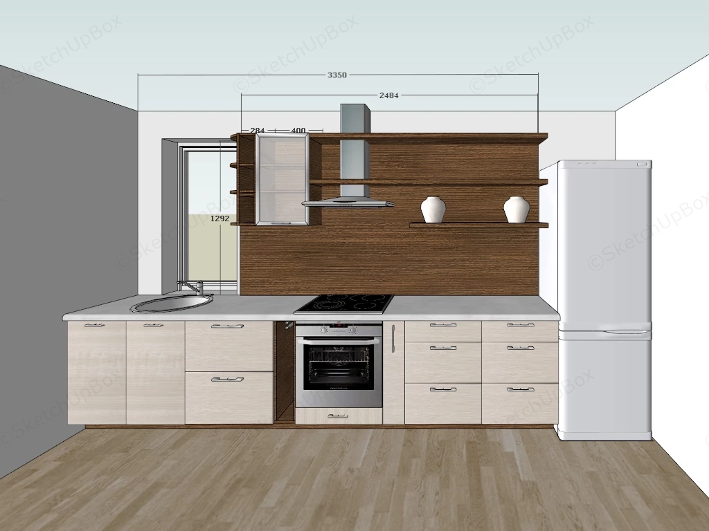Tiny One Wall Kitchen Idea sketchup model preview - SketchupBox