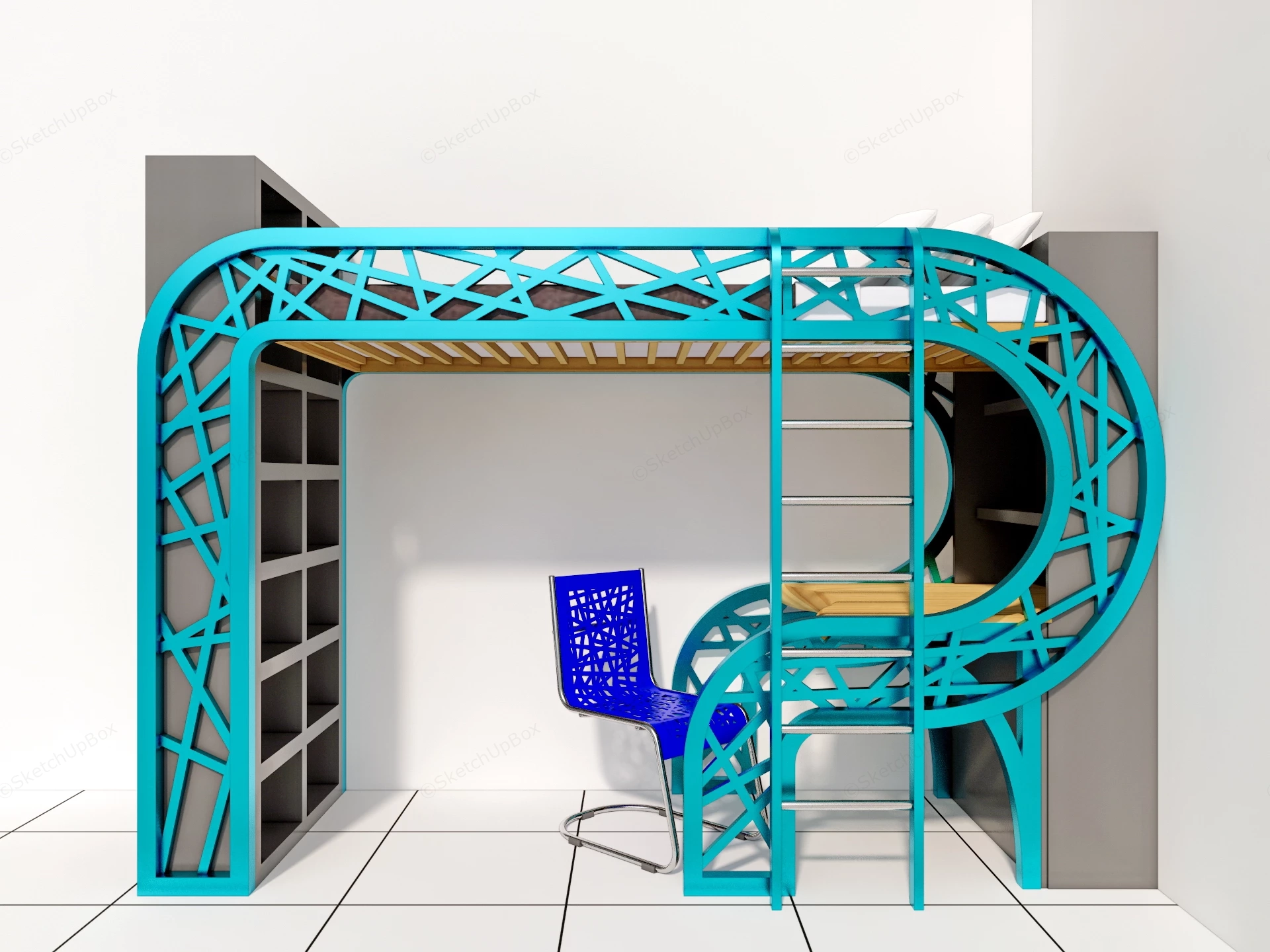 Adult Loft Bed sketchup model preview - SketchupBox