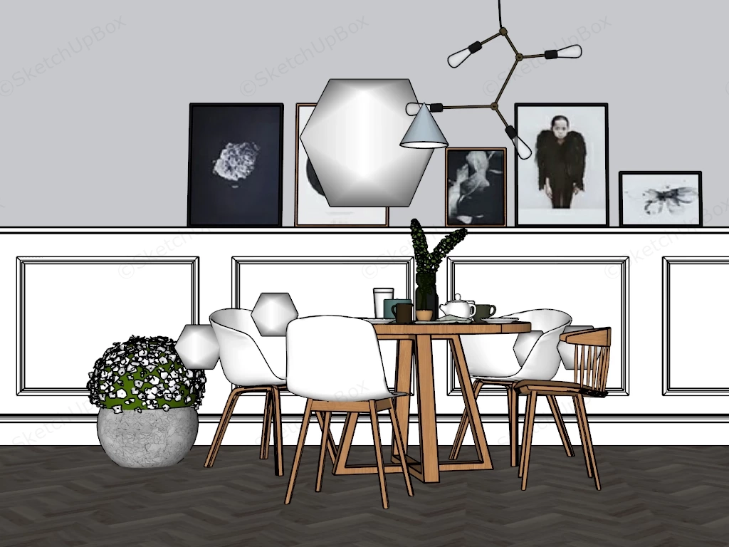 Minimalist Dining Room Idea sketchup model preview - SketchupBox