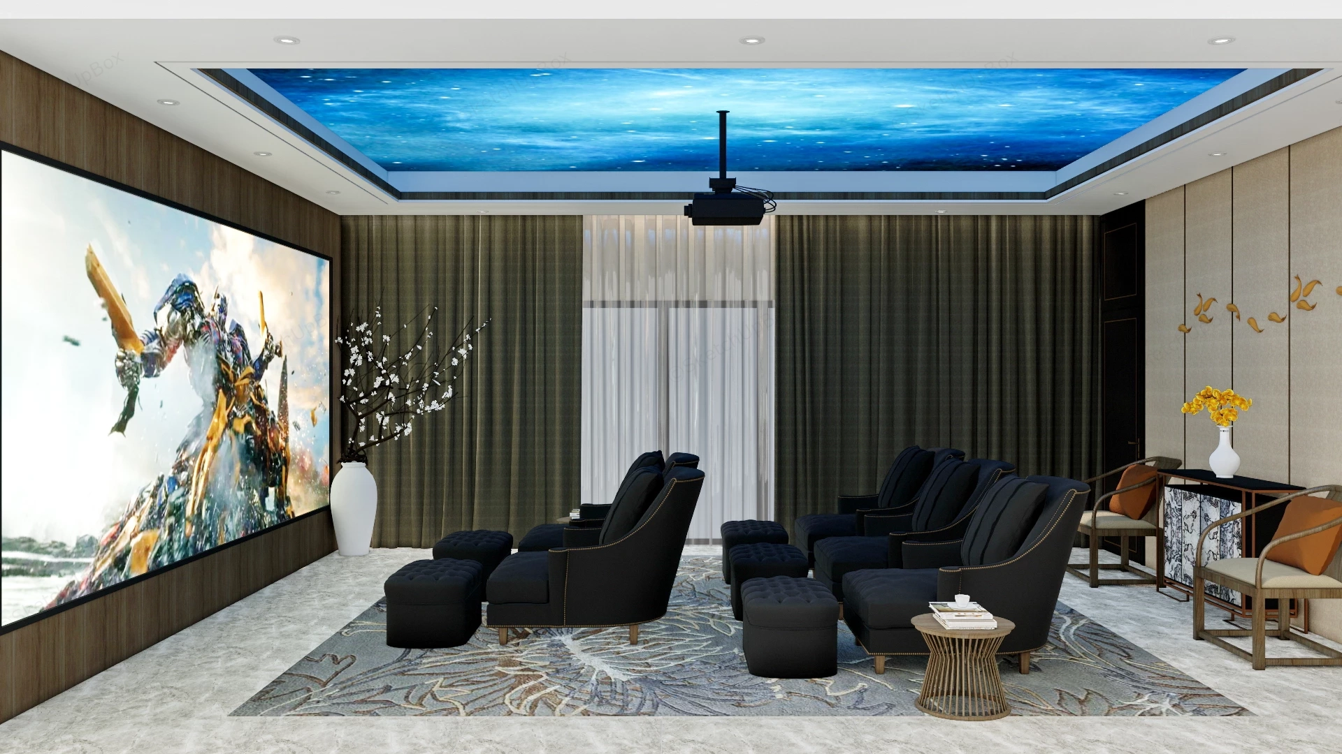 Home Theater Media Room Idea sketchup model preview - SketchupBox