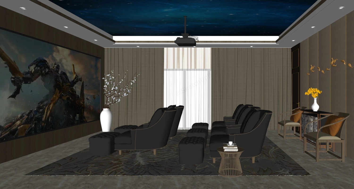Home Theater Media Room Idea sketchup model preview - SketchupBox