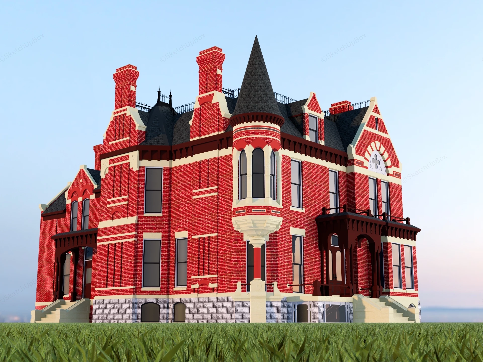 Historical Victorian Mansion sketchup model preview - SketchupBox