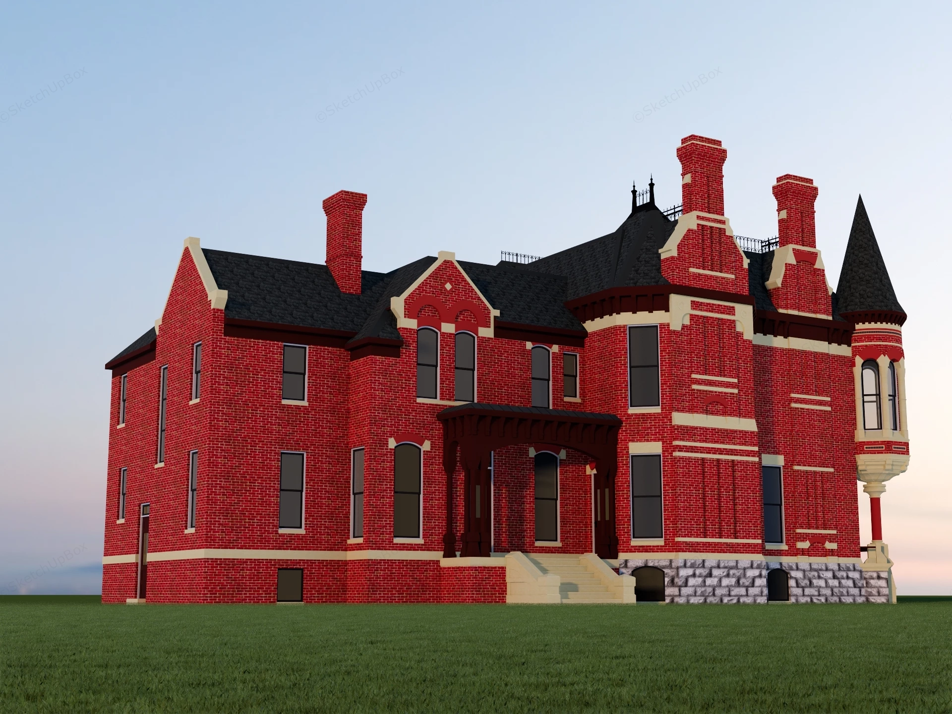 Historical Victorian Mansion sketchup model preview - SketchupBox