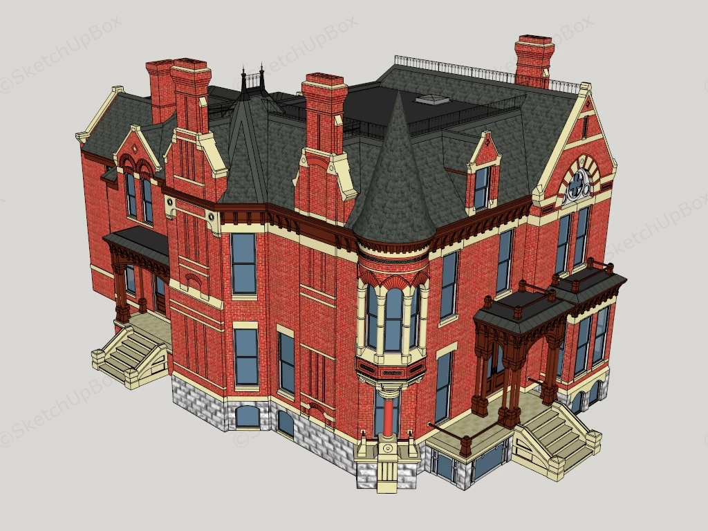 Historical Victorian Mansion sketchup model preview - SketchupBox