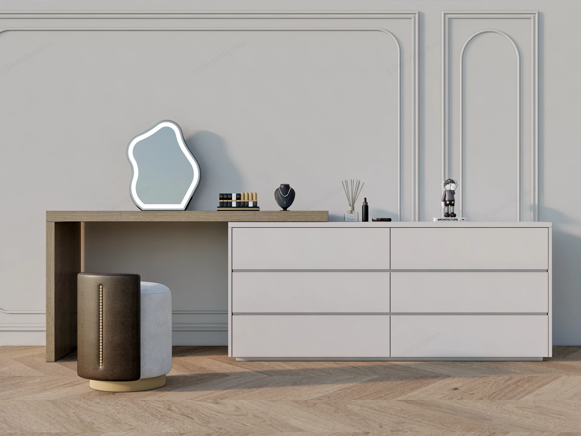 Dressing Table And Dresser Combo Idea sketchup model preview - SketchupBox