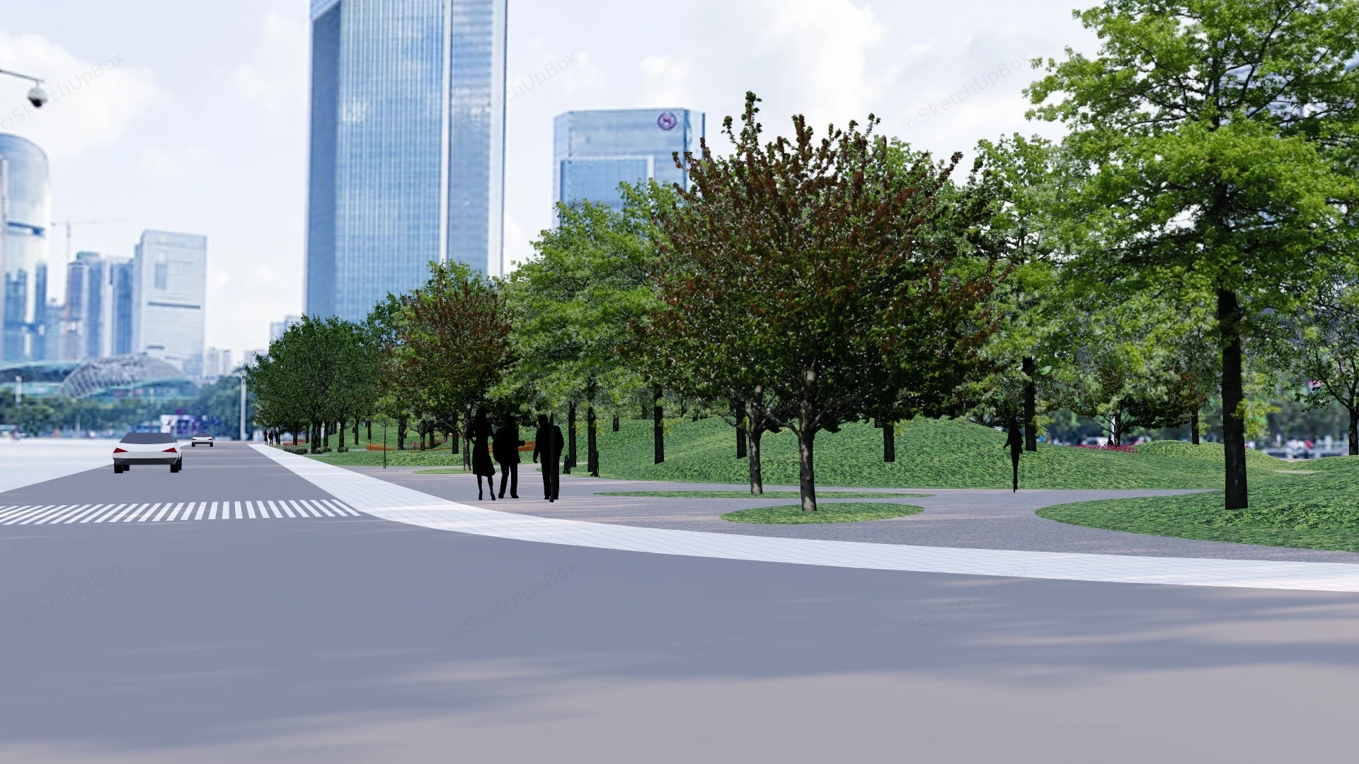 Pocket Park Landscape Design sketchup model preview - SketchupBox