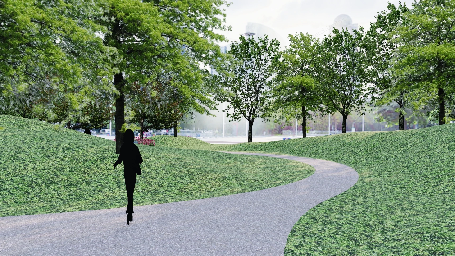 Pocket Park Landscape Design sketchup model preview - SketchupBox
