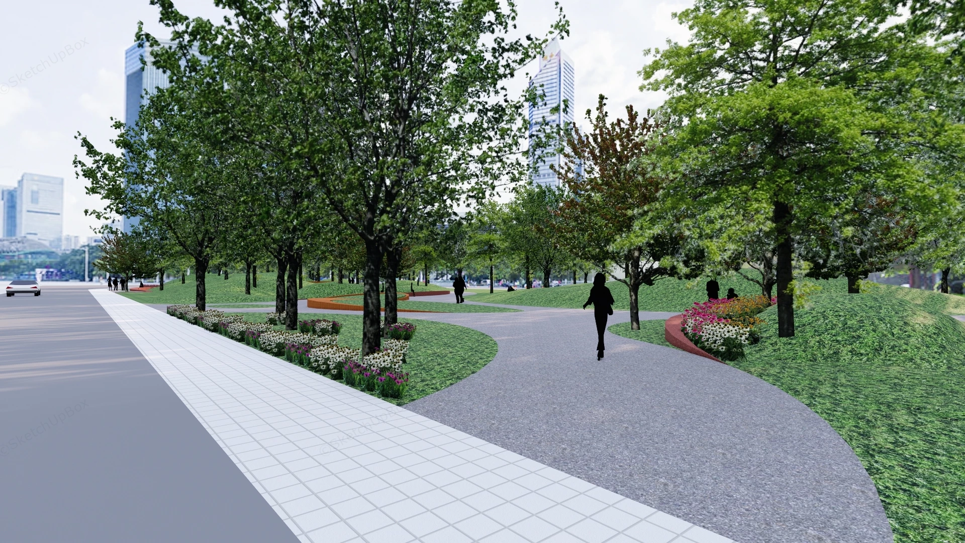 Pocket Park Landscape Design sketchup model preview - SketchupBox