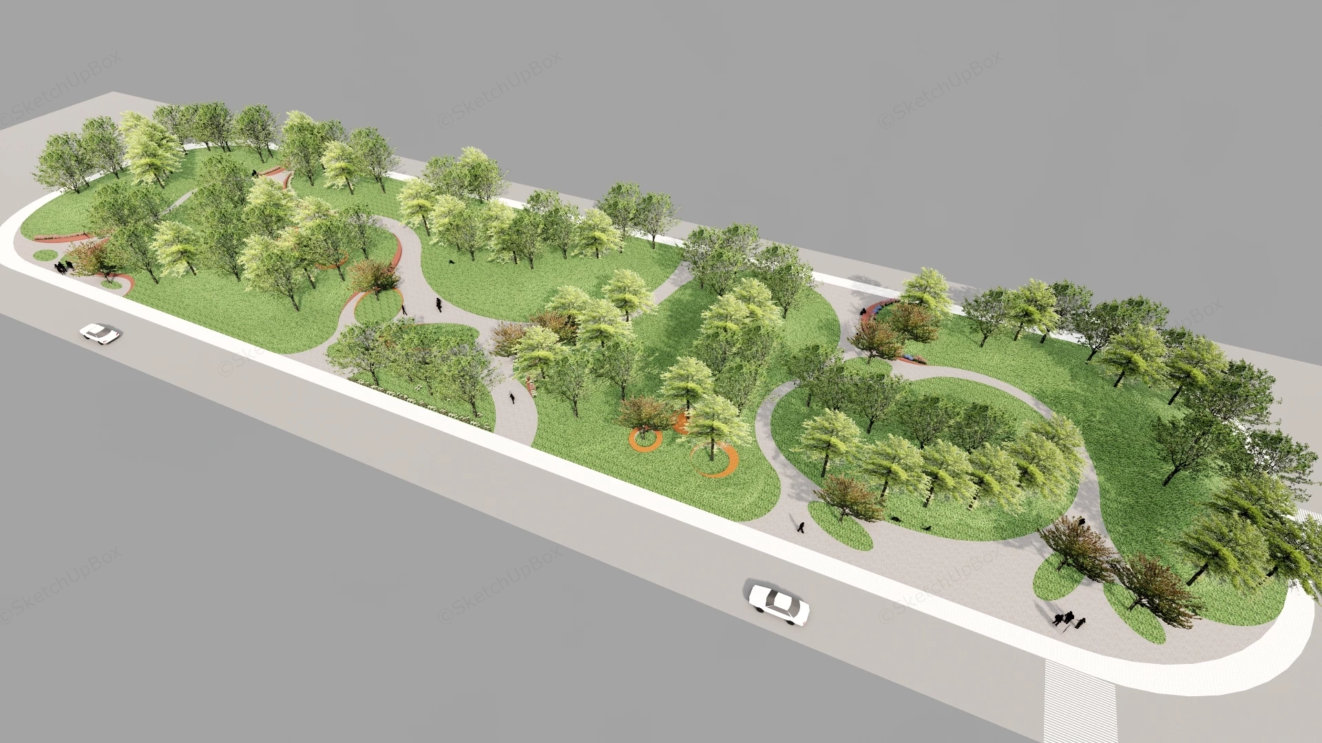 Pocket Park Landscape Design sketchup model preview - SketchupBox