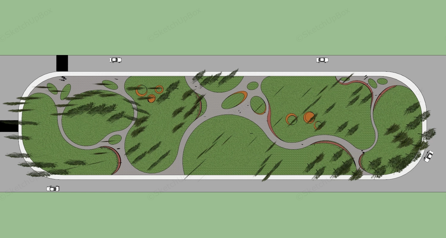 Pocket Park Landscape Design sketchup model preview - SketchupBox