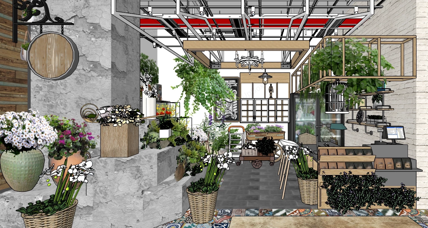 Florist Flower Shop sketchup model preview - SketchupBox